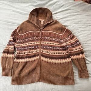 Mountain Lake Fair Isle Full Zip Knit Sweater Cardigan Women’s 1X Y2K